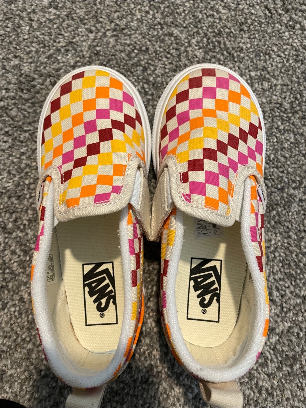 Vans Kids Checkerboard Slip-On Sneakers in Pink, Orange & Yellow
